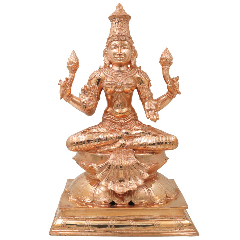 Bronze Mahalakshmi Idol Sri Lakshmi Devi Murti, Laxmi Ji, Kamala Narayani Sridevi Pooja Vastu Home Decor Temple Statue 43cm, Gold, 17 Inch, 1 Piece