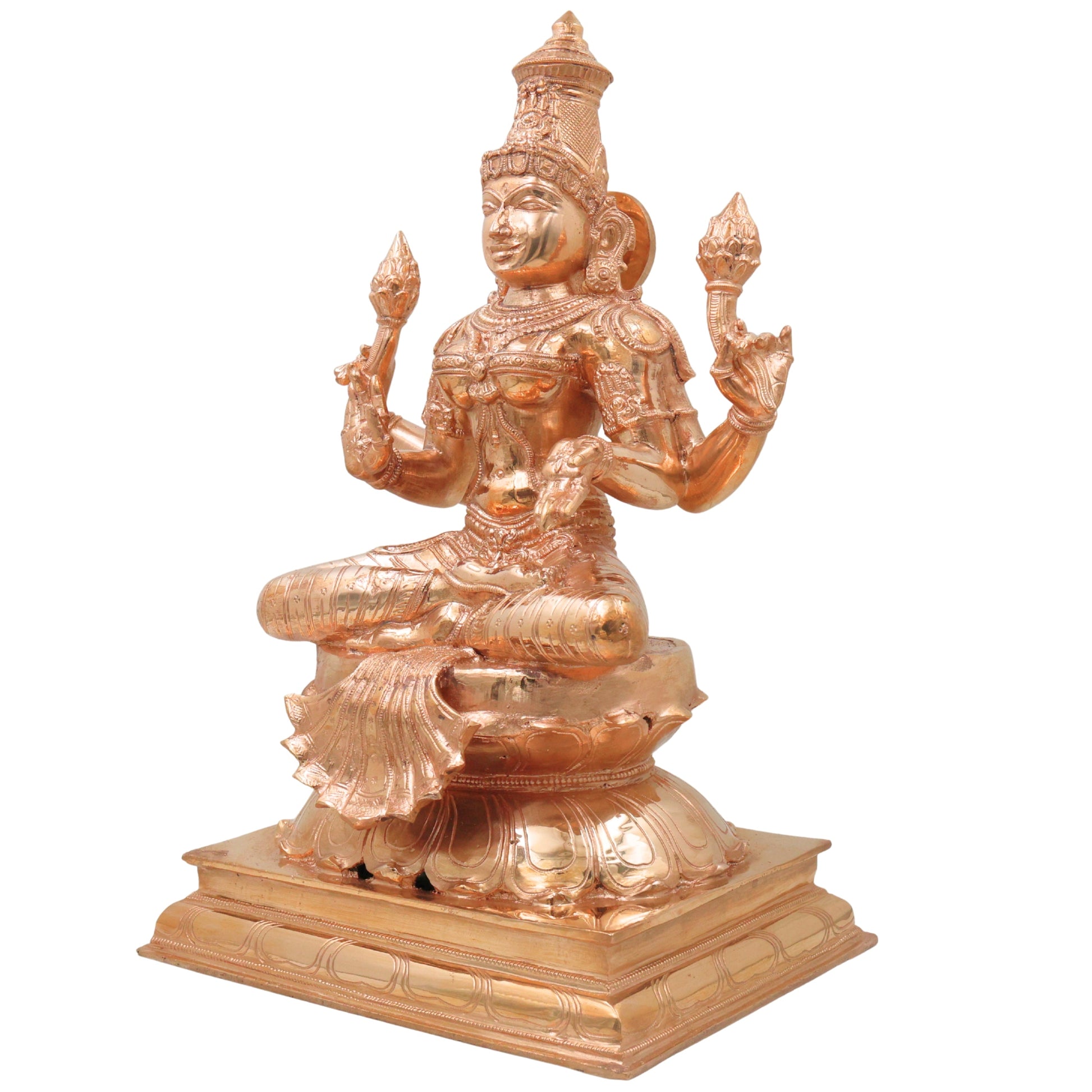 Bronze Mahalakshmi Idol Sri Lakshmi Devi Murti, Laxmi Ji, Kamala Narayani Sridevi Pooja Vastu Home Decor Temple Statue 43cm, Gold, 17 Inch, 1 Piece