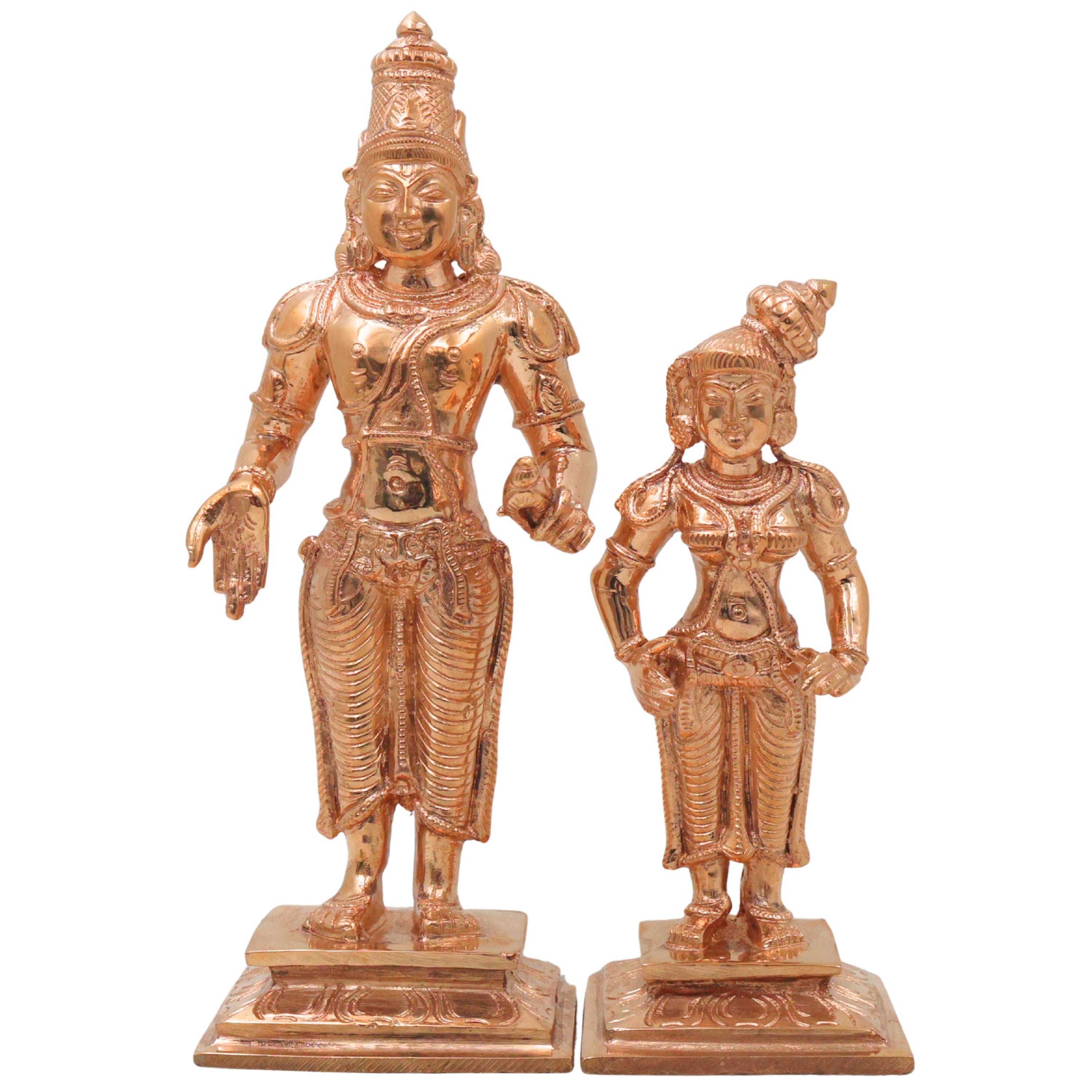 Bronze Vittal Rukmini Idol Panchaloha Panduranga Vithoba Rakhumai Murti Vitthal Rukmini Devi Statue Panchaloha Style Puja Vigraha Home Temple Decor, Gold, 8 Inch, 1 Piece