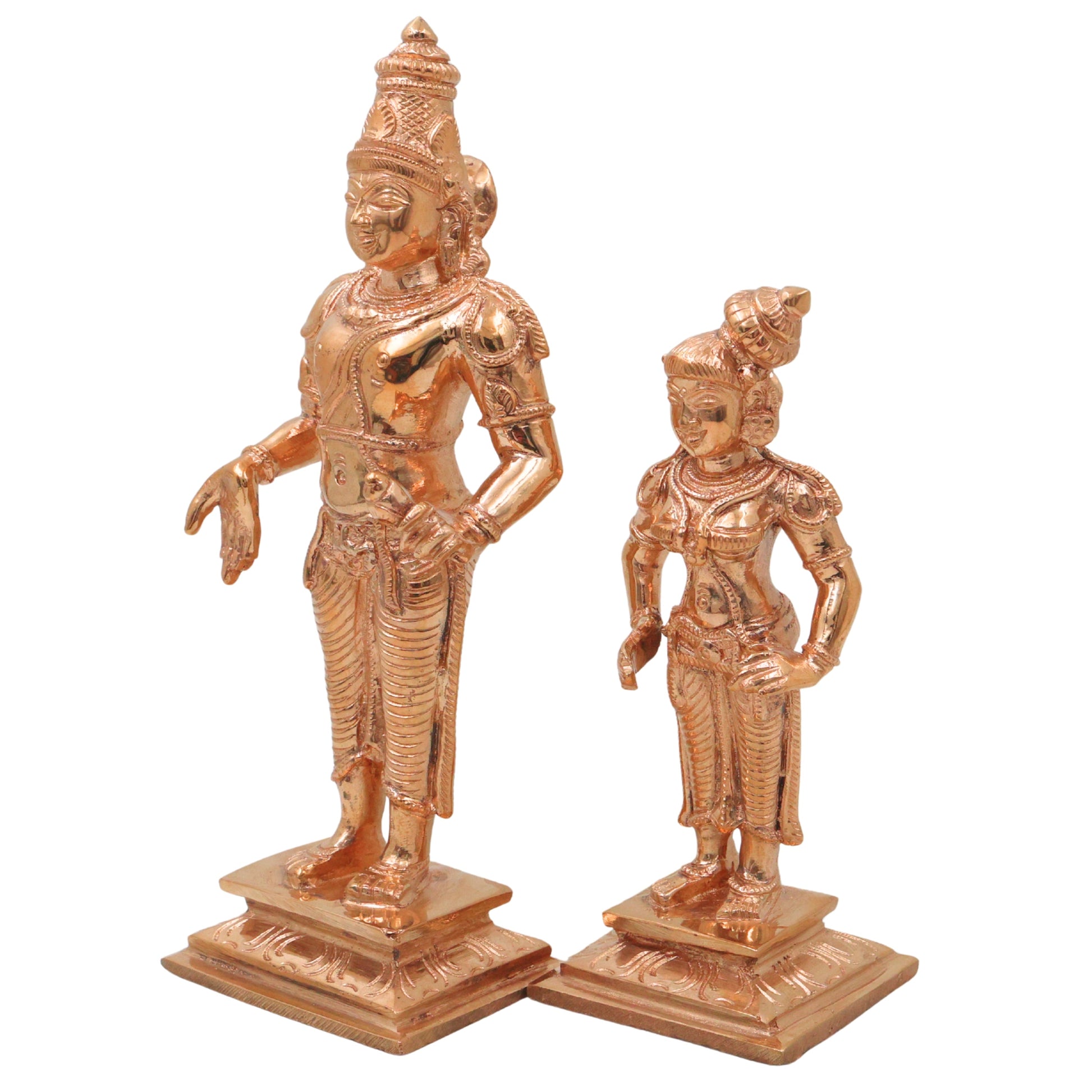 Bronze Vittal Rukmini Idol Panchaloha Panduranga Vithoba Rakhumai Murti Vitthal Rukmini Devi Statue Panchaloha Style Puja Vigraha Home Temple Decor, Gold, 8 Inch, 1 Piece