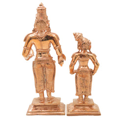 Bronze Vittal Rukmini Idol Panchaloha Panduranga Vithoba Rakhumai Murti Vitthal Rukmini Devi Statue Panchaloha Style Puja Vigraha Home Temple Decor, Gold, 8 Inch, 1 Piece