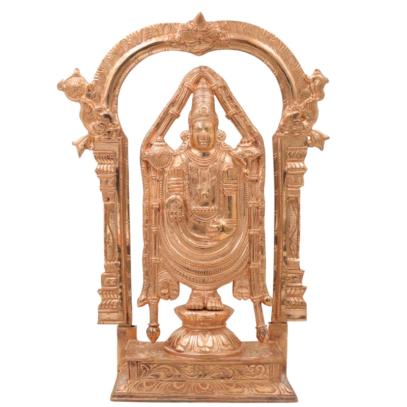 Bronze Tirupati Balaji Idol Sri Venkateswara Swamy Srinivasa Govinda Venkatachalapathy Tirumala Balaji Murti Lord Venkatesh Vishnu Balaji South Indian Handcrafted Temple Statue for Pooja Home Decor, Gold, 15 Inch, 1 Piece