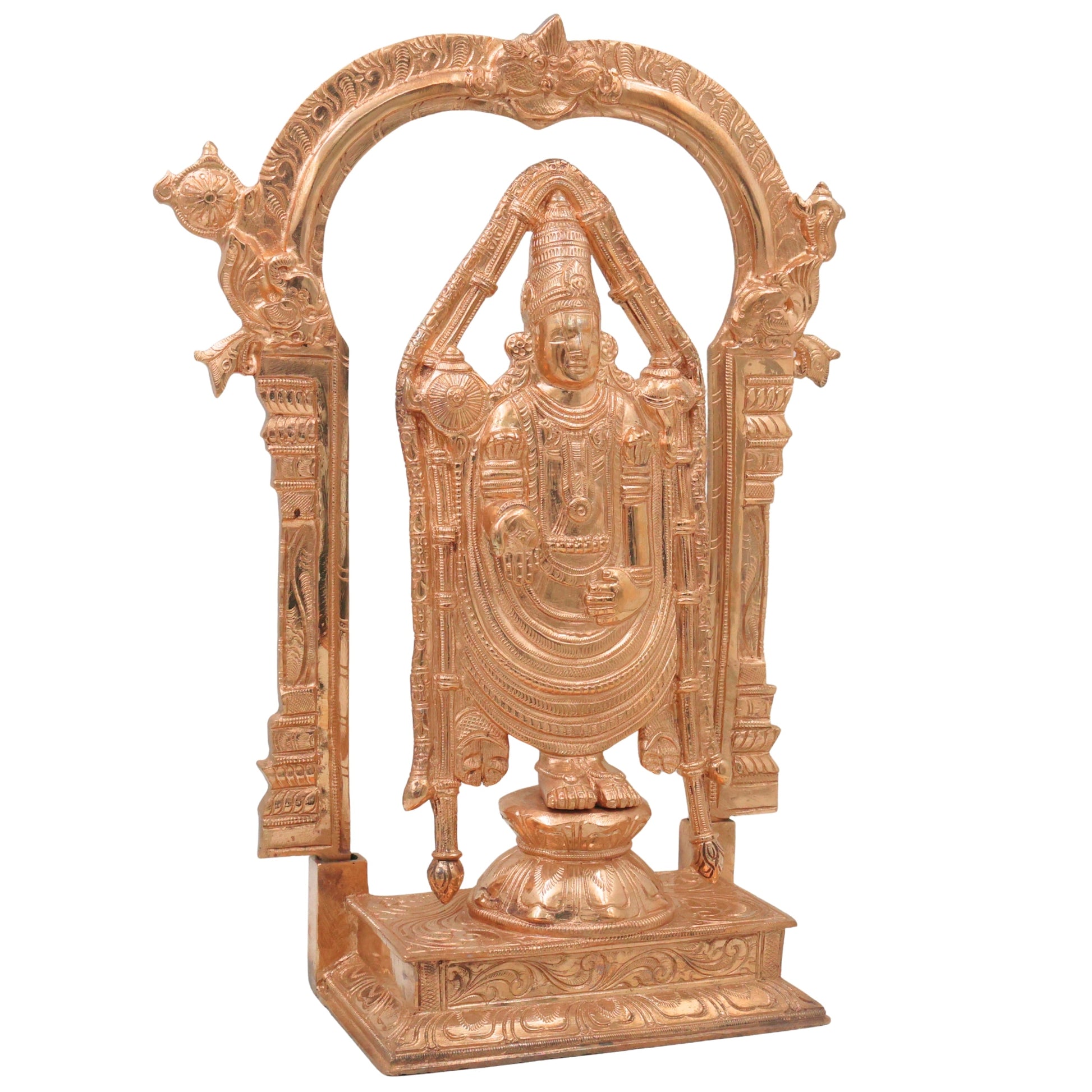 Bronze Tirupati Balaji Idol Sri Venkateswara Swamy Srinivasa Govinda Venkatachalapathy Tirumala Balaji Murti Lord Venkatesh Vishnu Balaji South Indian Handcrafted Temple Statue for Pooja Home Decor, Gold, 15 Inch, 1 Piece