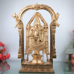 Bronze Tirupati Balaji Idol Sri Venkateswara Swamy Srinivasa Govinda Venkatachalapathy Tirumala Balaji Murti Lord Venkatesh Vishnu Balaji South Indian Handcrafted Temple Statue for Pooja Home Decor, Gold, 15 Inch, 1 Piece