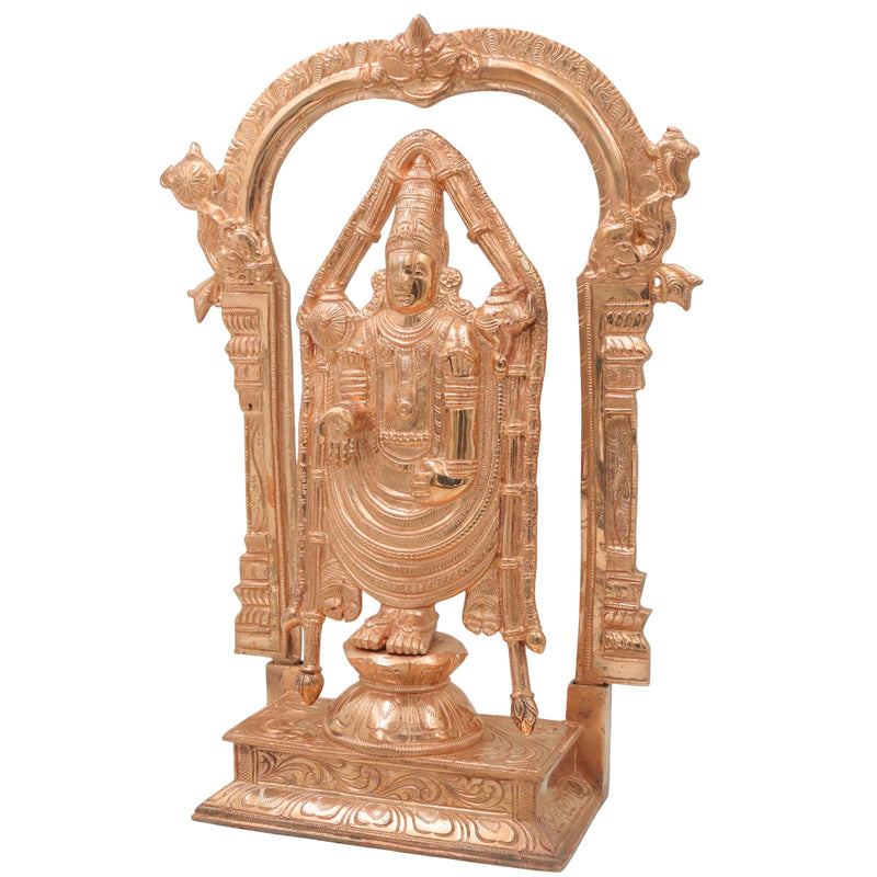 Bronze Tirupati Balaji Idol Sri Venkateswara Swamy Srinivasa Govinda Venkatachalapathy Tirumala Balaji Murti Lord Venkatesh Vishnu Balaji South Indian Handcrafted Temple Statue for Pooja Home Decor, Gold, 15 Inch, 1 Piece