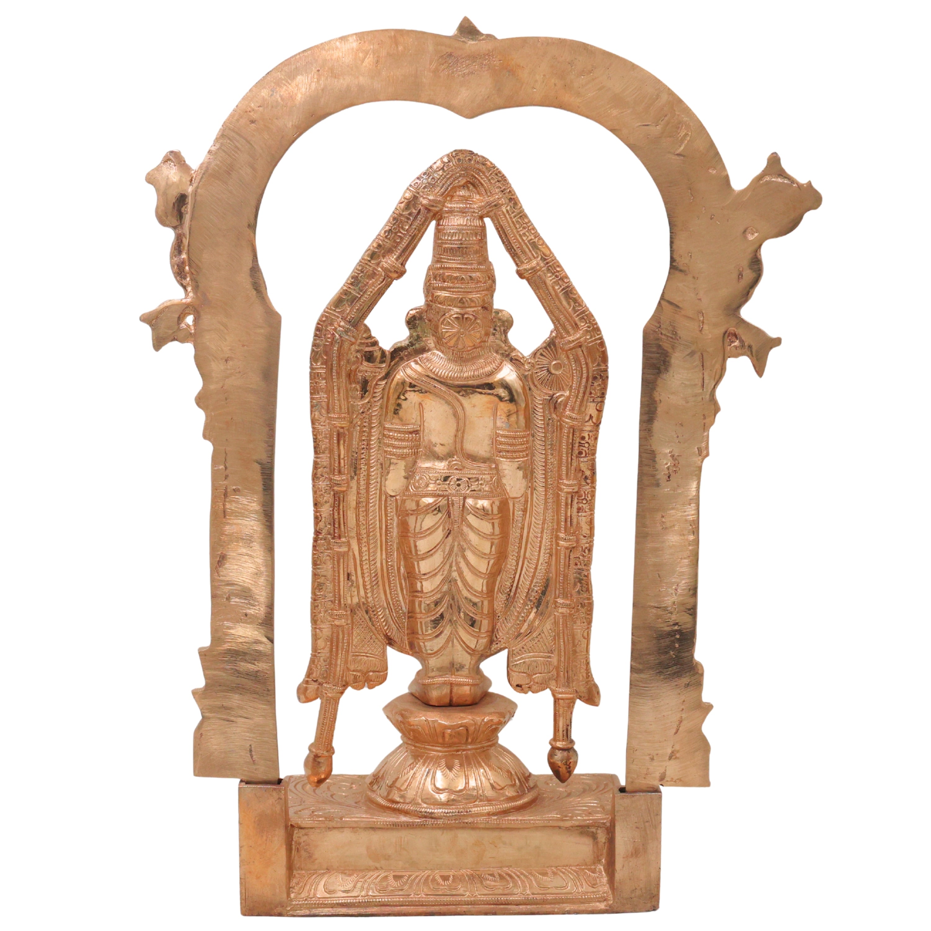 Bronze Tirupati Balaji Idol Sri Venkateswara Swamy Srinivasa Govinda Venkatachalapathy Tirumala Balaji Murti Lord Venkatesh Vishnu Balaji South Indian Handcrafted Temple Statue for Pooja Home Decor, Gold, 15 Inch, 1 Piece