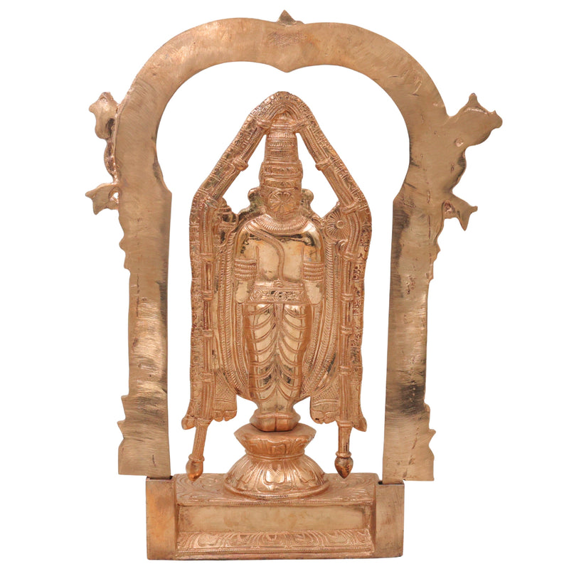 Bronze Tirupati Balaji Idol Sri Venkateswara Swamy Srinivasa Govinda Venkatachalapathy Tirumala Balaji Murti Lord Venkatesh Vishnu Balaji South Indian Handcrafted Temple Statue for Pooja Home Decor, Gold, 15 Inch, 1 Piece