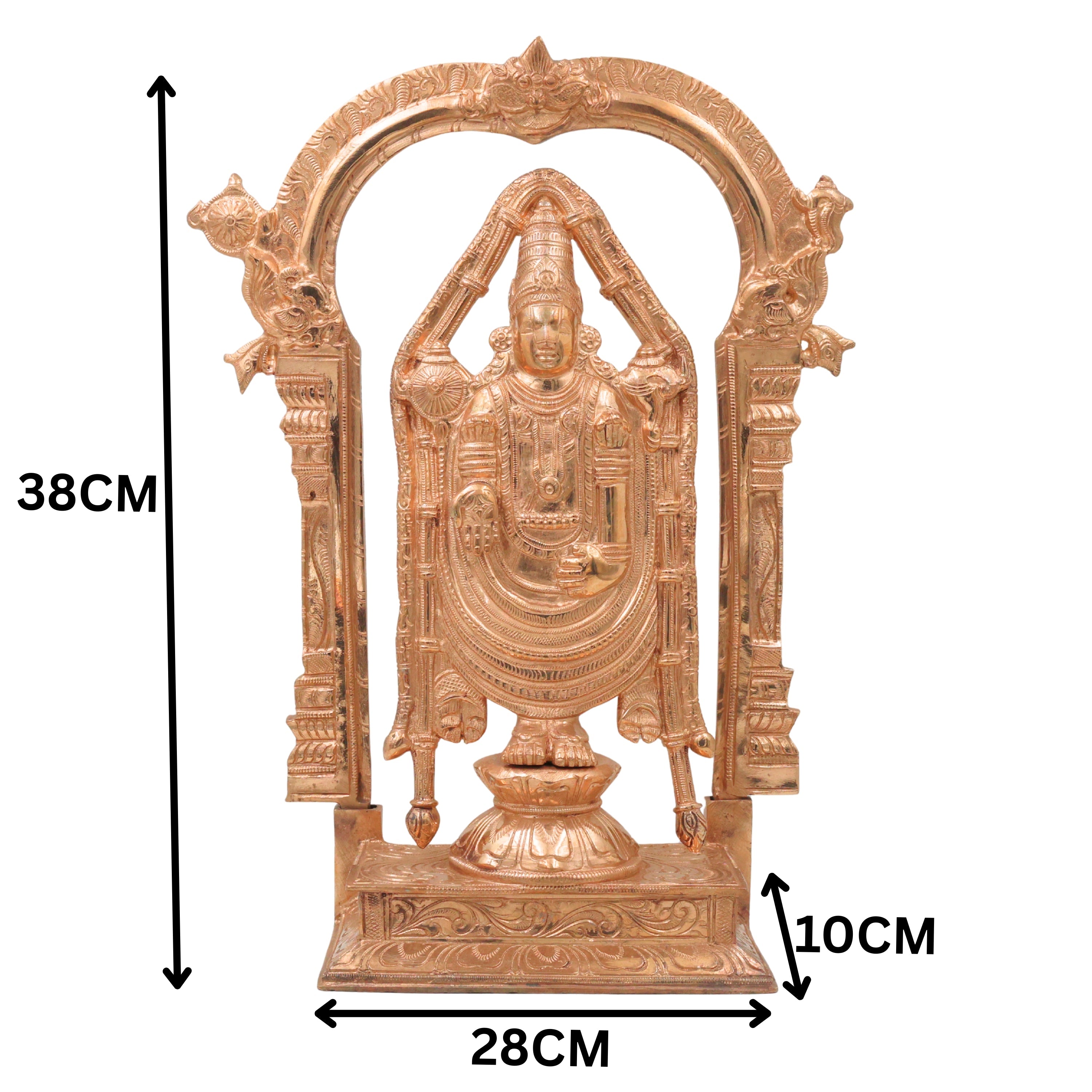 Bronze Tirupati Balaji Idol Sri Venkateswara Swamy Srinivasa Govinda Venkatachalapathy Tirumala Balaji Murti Lord Venkatesh Vishnu Balaji South Indian Handcrafted Temple Statue for Pooja Home Decor, Gold, 15 Inch, 1 Piece