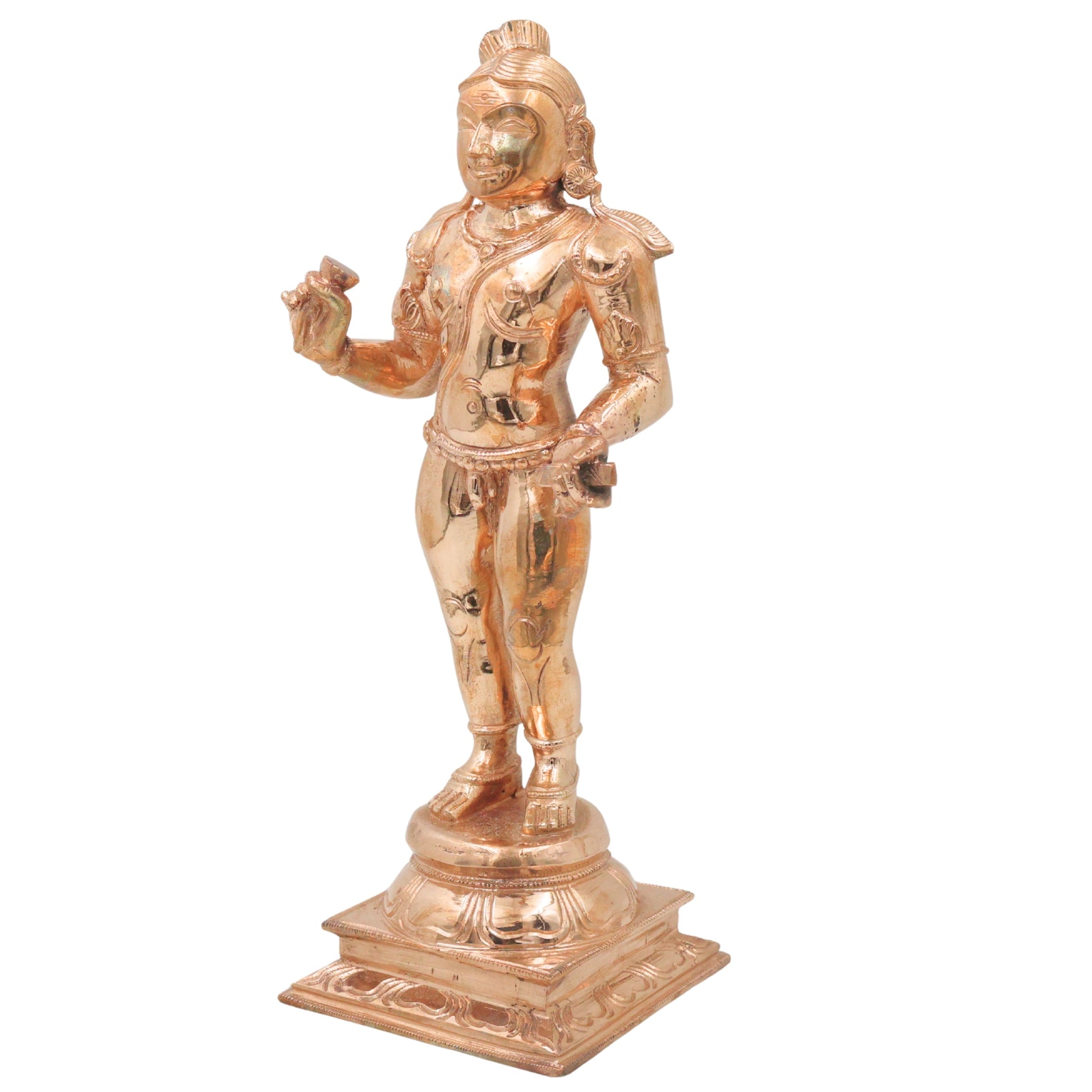 Nalvar Thirugnana Sambandar Bronze Idol Saiva Nayanmar Sambandar Swamy Statue Chola Art South Indian Panchaloha Style Shaiva Saint Murti for Pooja Room Home Temple Devotional Decor, Gold, 12 Inch, 1 Piece