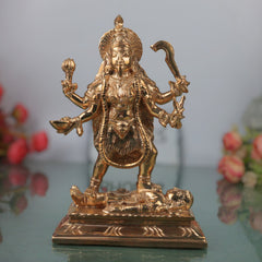Bronze Kali Mata Idol Mahakali Murti Maa Kali Statue Bhadrakali Kalika Devi Dakshina Kali Adi Shakti Goddess Panchaloha Style Chola Art Handcrafted Kali Devi Vigraha for Home Temple Pooja Decor, Gold, 6.5 Inch, 1 Piece