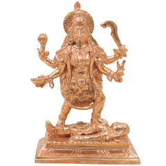 Bronze Kali Mata Idol Mahakali Murti Maa Kali Statue Bhadrakali Kalika Devi Dakshina Kali Adi Shakti Goddess Panchaloha Style Chola Art Handcrafted Kali Devi Vigraha for Home Temple Pooja Decor, Gold, 6.5 Inch, 1 Piece