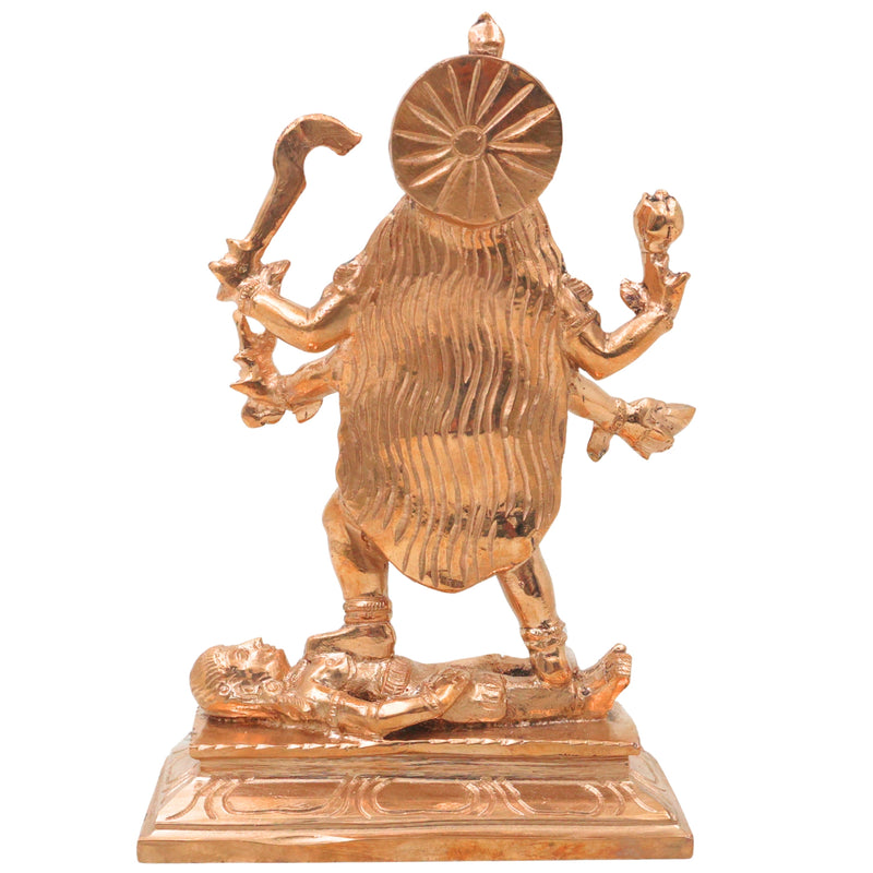 Bronze Kali Mata Idol Mahakali Murti Maa Kali Statue Bhadrakali Kalika Devi Dakshina Kali Adi Shakti Goddess Panchaloha Style Chola Art Handcrafted Kali Devi Vigraha for Home Temple Pooja Decor, Gold, 6.5 Inch, 1 Piece