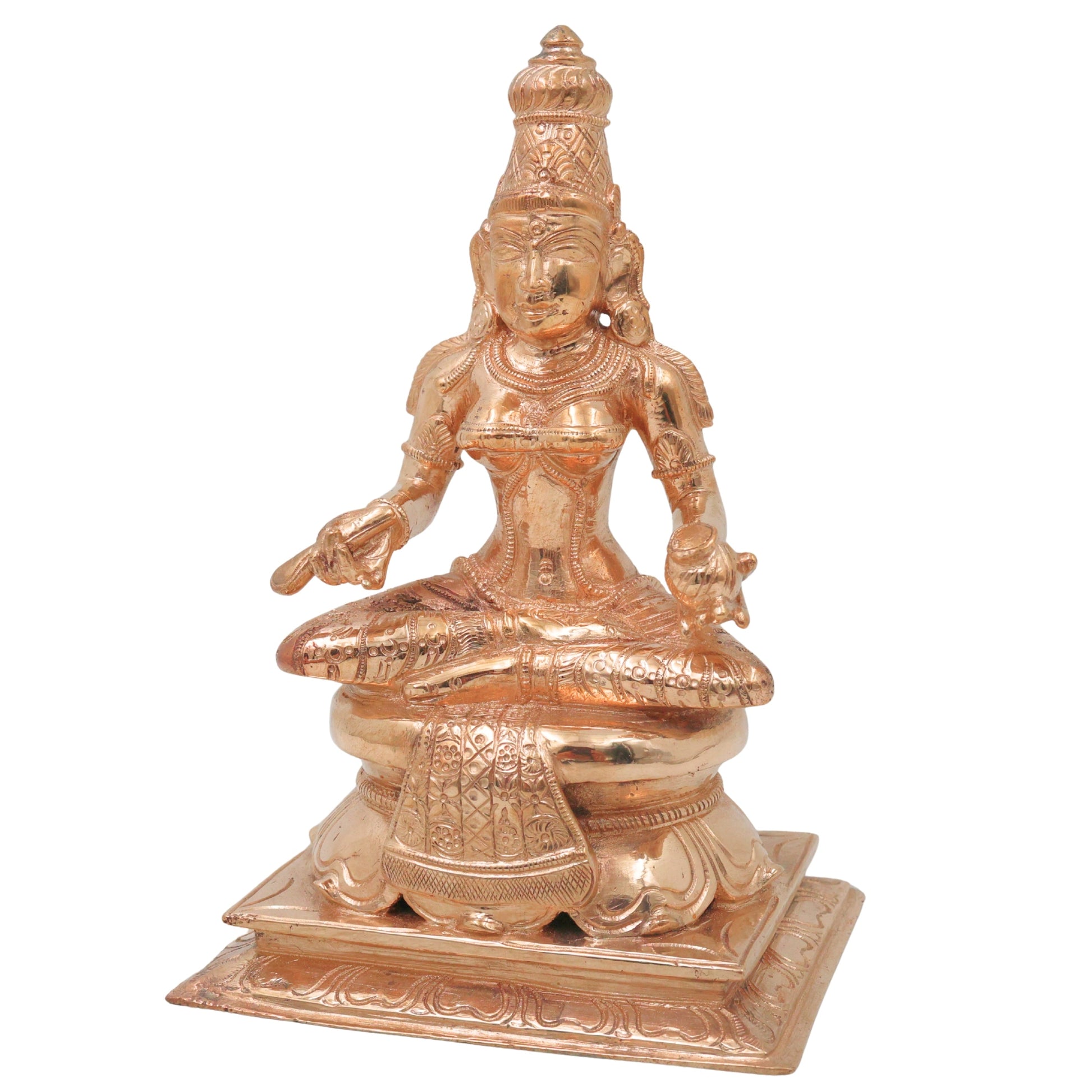 Bronze Annapurneshwari Idol Maa Annapurna Devi Statue Annapoorna Mata Murti Annada Devi Bhojanadayini Goddess Annapurna Sculpture Handmade Chola Art Metal Idol for Pooja Room Home Temple Kitchen Vastu Decor, Gold, 8 Inch, 1 Piece