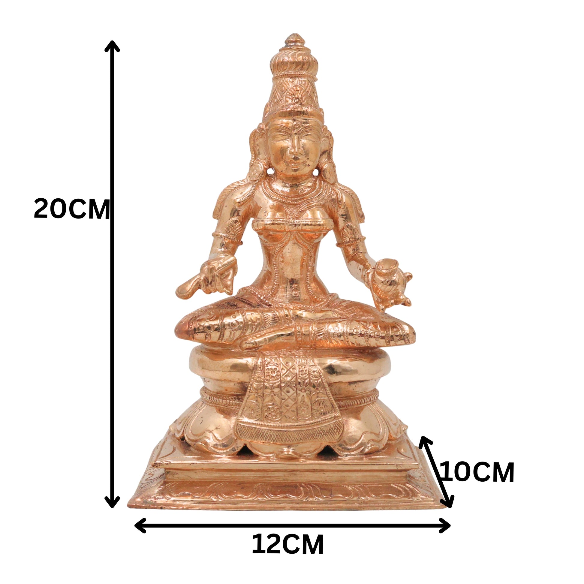 Bronze Annapurneshwari Idol Maa Annapurna Devi Statue Annapoorna Mata Murti Annada Devi Bhojanadayini Goddess Annapurna Sculpture Handmade Chola Art Metal Idol for Pooja Room Home Temple Kitchen Vastu Decor, Gold, 8 Inch, 1 Piece