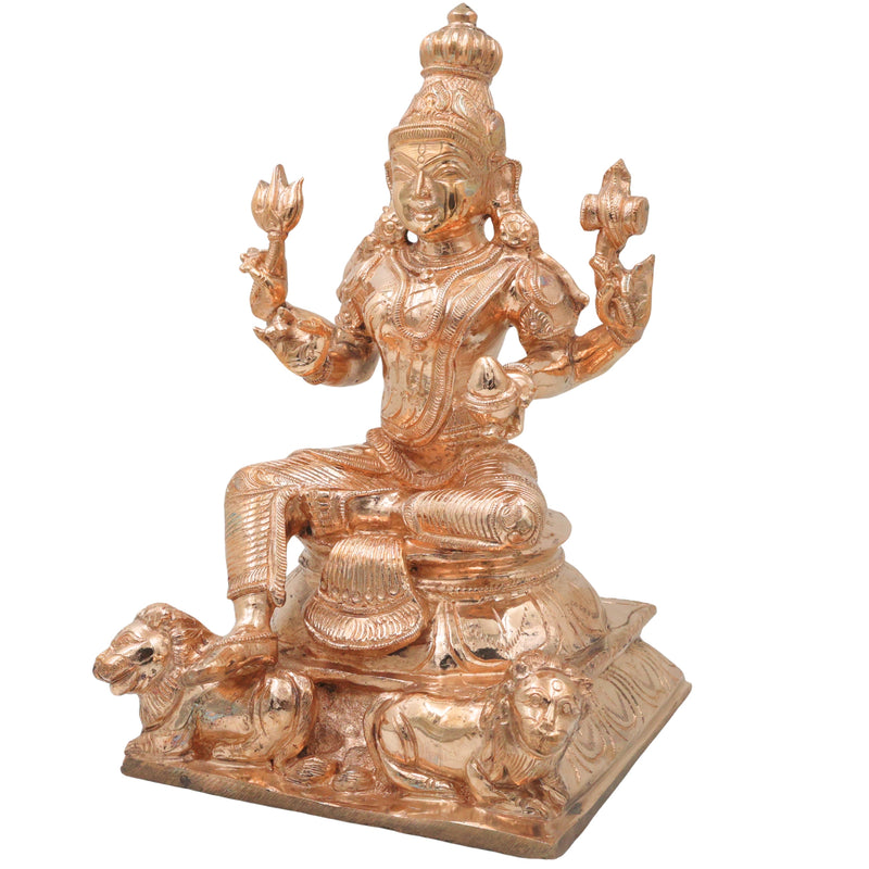 Bronze Durga Mata Murti Mahishasura Mardini Maa Durga Sherawali Ambe Jagadamba Adi Shakti Bhavani Chandika Ambika Navdurga Idol for Home Temple Pooja Decor Navratri Statue, Gold, 13 Inch, 1 Piece