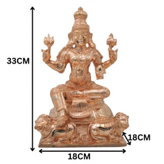 Bronze Durga Mata Murti Mahishasura Mardini Maa Durga Sherawali Ambe Jagadamba Adi Shakti Bhavani Chandika Ambika Navdurga Idol for Home Temple Pooja Decor Navratri Statue, Gold, 13 Inch, 1 Piece