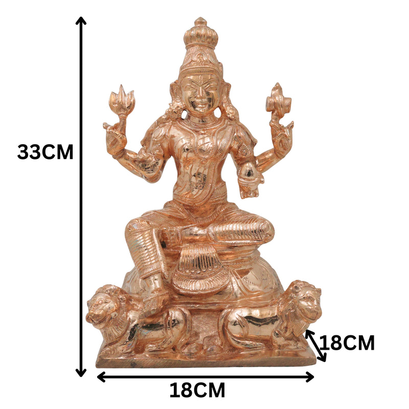 Bronze Durga Mata Murti Mahishasura Mardini Maa Durga Sherawali Ambe Jagadamba Adi Shakti Bhavani Chandika Ambika Navdurga Idol for Home Temple Pooja Decor Navratri Statue, Gold, 13 Inch, 1 Piece