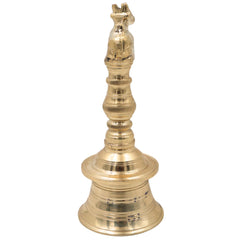 Brass Nandi Bull Bell Ghanti, Basava Vrishabha Nandikeshwara Bail Peetal Pooja Bell, Sacred Cow Cattle Temple Hanging Bell for Home Mandir Decor, Gold, 6.5 Inch, 1 Piece