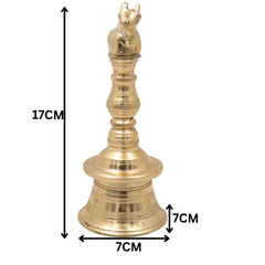 Brass Nandi Bull Bell Ghanti, Basava Vrishabha Nandikeshwara Bail Peetal Pooja Bell, Sacred Cow Cattle Temple Hanging Bell for Home Mandir Decor, Gold, 6.5 Inch, 1 Piece