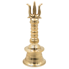 Brass Trishul Bell for Pooja, Shiva Mahadev Trishul Ghanti, Peetal Trident Temple Ghanta, Shankar Bholenath Mandir Aarti Bell, Handmade Hindu Prayer Bell for Home Temple Decor, Gold, 7.5 Inch, 1 Piece