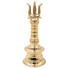 Brass Trishul Bell for Pooja, Shiva Mahadev Trishul Ghanti, Peetal Trident Temple Ghanta, Shankar Bholenath Mandir Aarti Bell, Handmade Hindu Prayer Bell for Home Temple Decor, Gold, 7.5 Inch, 1 Piece