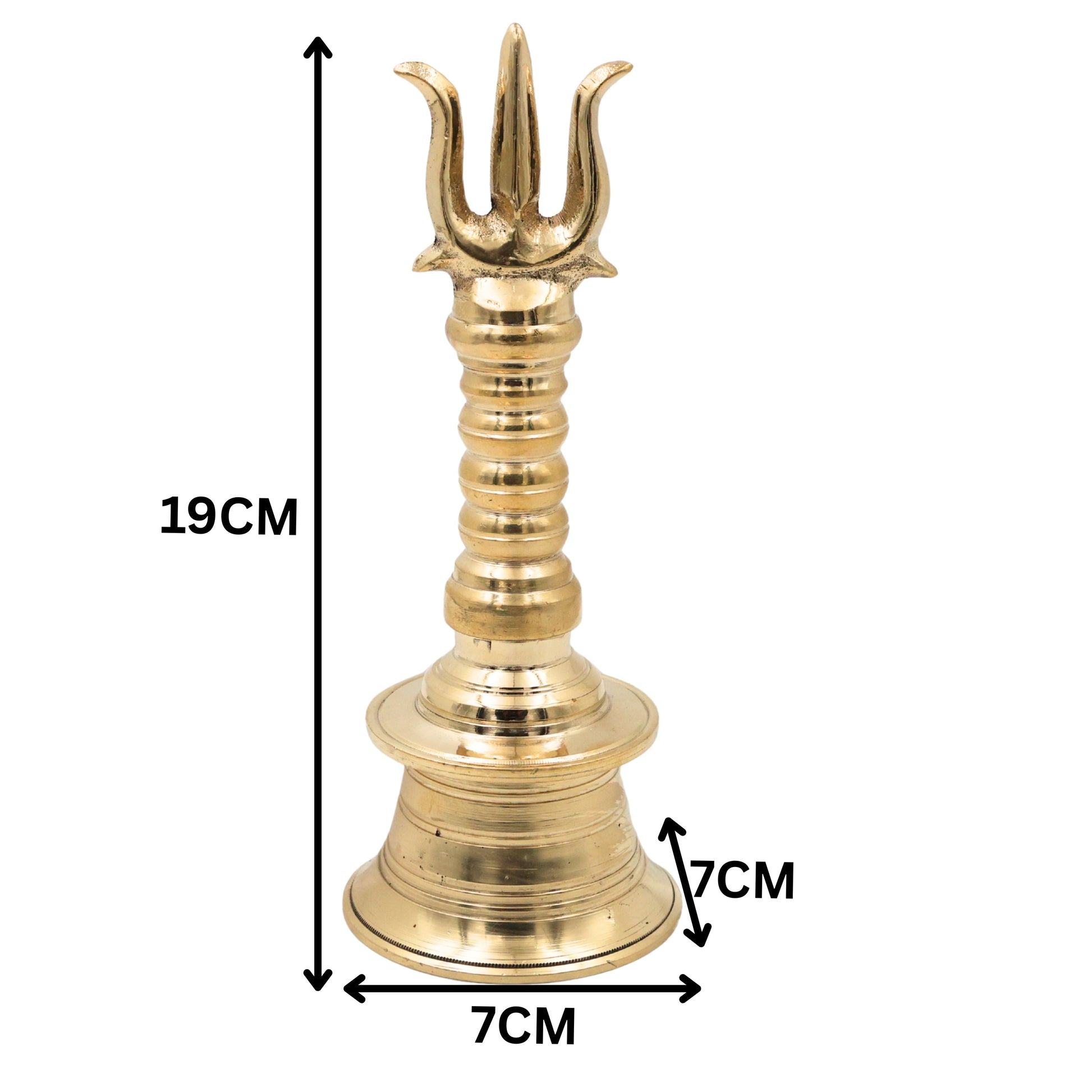 Brass Trishul Bell for Pooja, Shiva Mahadev Trishul Ghanti, Peetal Trident Temple Ghanta, Shankar Bholenath Mandir Aarti Bell, Handmade Hindu Prayer Bell for Home Temple Decor, Gold, 7.5 Inch, 1 Piece