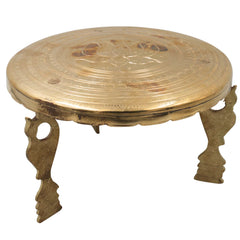 Brass Pooja Chowki, Peetal Pooja Peeth, Brass Bajot Patla, Murti Aasan Simhasanam, Dev Peeth Vedika, Brass Idol Stand, Mandir Platform, Havan Kalash Chowki for Home Temple Decor, Gold, 5.5 Inch, 1 Piece