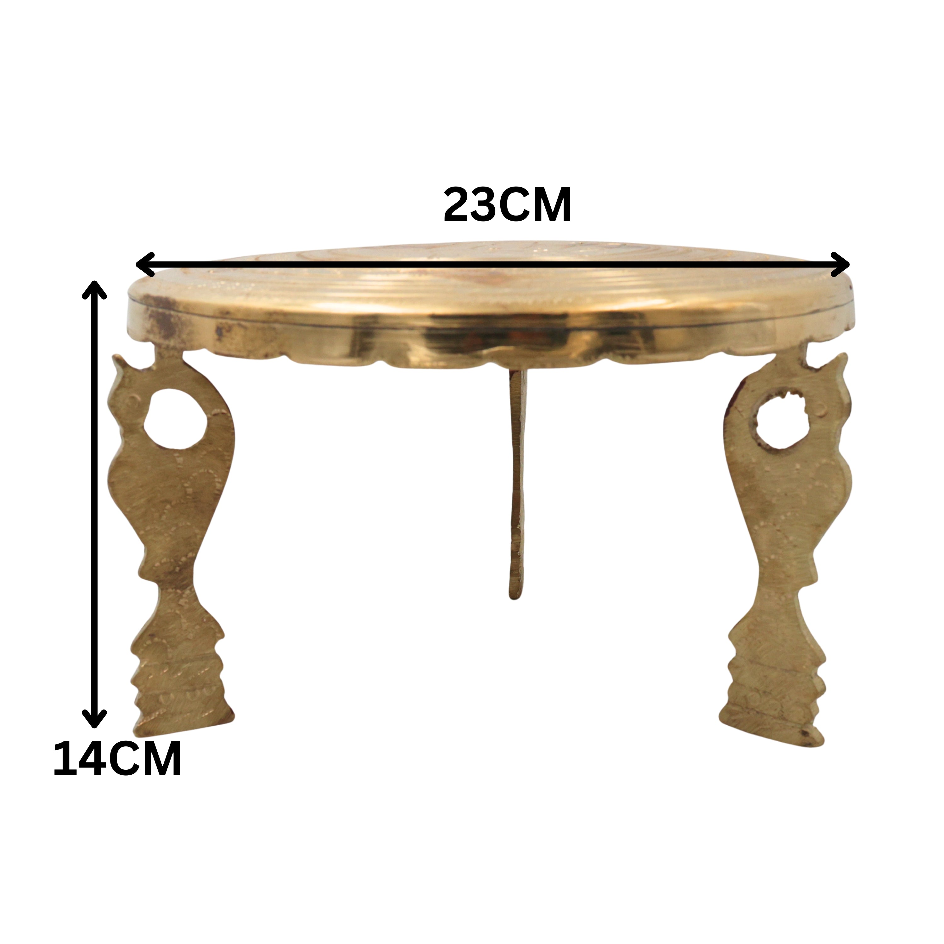 Brass Pooja Chowki, Peetal Pooja Peeth, Brass Bajot Patla, Murti Aasan Simhasanam, Dev Peeth Vedika, Brass Idol Stand, Mandir Platform, Havan Kalash Chowki for Home Temple Decor, Gold, 5.5 Inch, 1 Piece