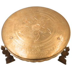 Brass Pooja Chowki, Peetal Murti Peetham, Pittalai Bajot, Brass Dev Peeth Simhasanam, Brass Mandir Platform, Brass Idol Stand, Pooja Aasan, Havan Chowki, Traditional Handcrafted Brass Pooja Platform for Home Temple Decor, Gold, 10 Inch, 1 Piece