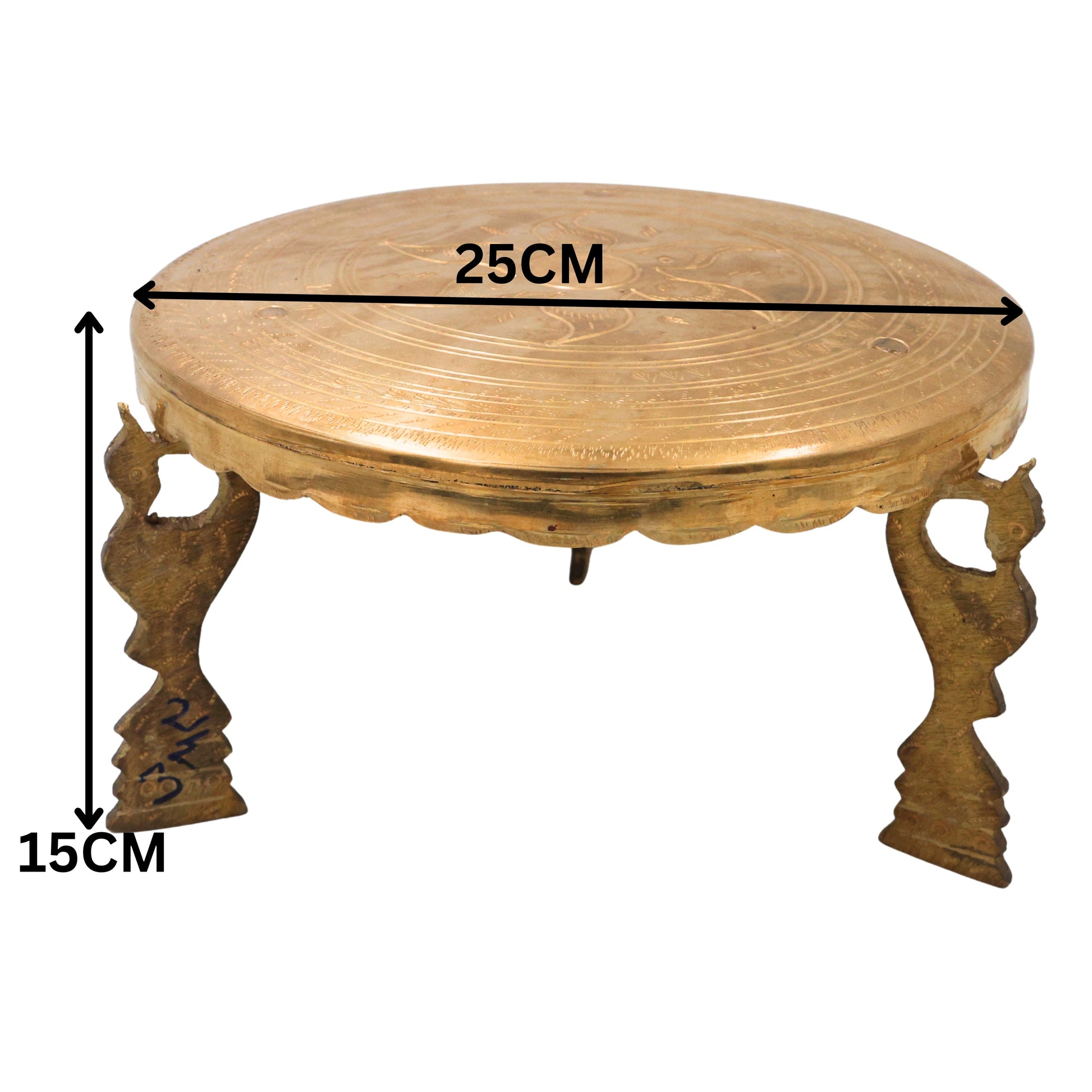 Brass Pooja Chowki, Peetal Murti Peetham, Pittalai Bajot, Brass Dev Peeth Simhasanam, Brass Mandir Platform, Brass Idol Stand, Pooja Aasan, Havan Chowki, Traditional Handcrafted Brass Pooja Platform for Home Temple Decor, Gold, 10 Inch, 1 Piece