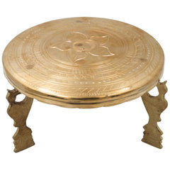 Brass Aasan Pooja Platform, Murti Stand, Dev Peeth, Vedika, Patla, Simhasan for Home Temple Mandir Decor, Gold, 5.5 Inch, 1 Piece
