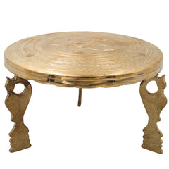Brass Aasan Pooja Platform, Murti Stand, Dev Peeth, Vedika, Patla, Simhasan for Home Temple Mandir Decor, Gold, 5.5 Inch, 1 Piece