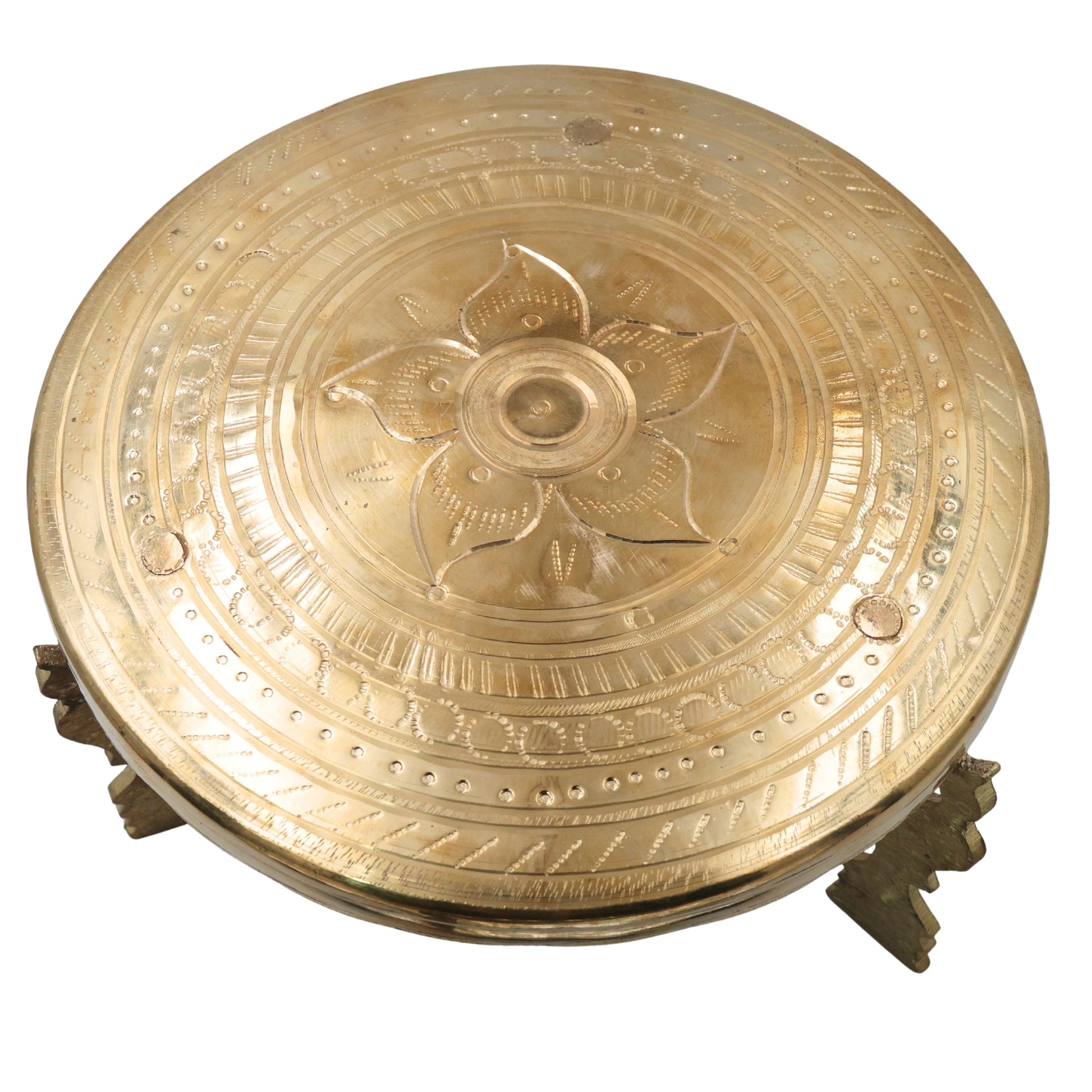 Brass Aasan Pooja Platform, Murti Stand, Dev Peeth, Vedika, Patla, Simhasan for Home Temple Mandir Decor, Gold, 5.5 Inch, 1 Piece