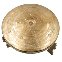 Brass Aasan Pooja Platform, Murti Stand, Dev Peeth, Vedika, Patla, Simhasan for Home Temple Mandir Decor, Gold, 5.5 Inch, 1 Piece