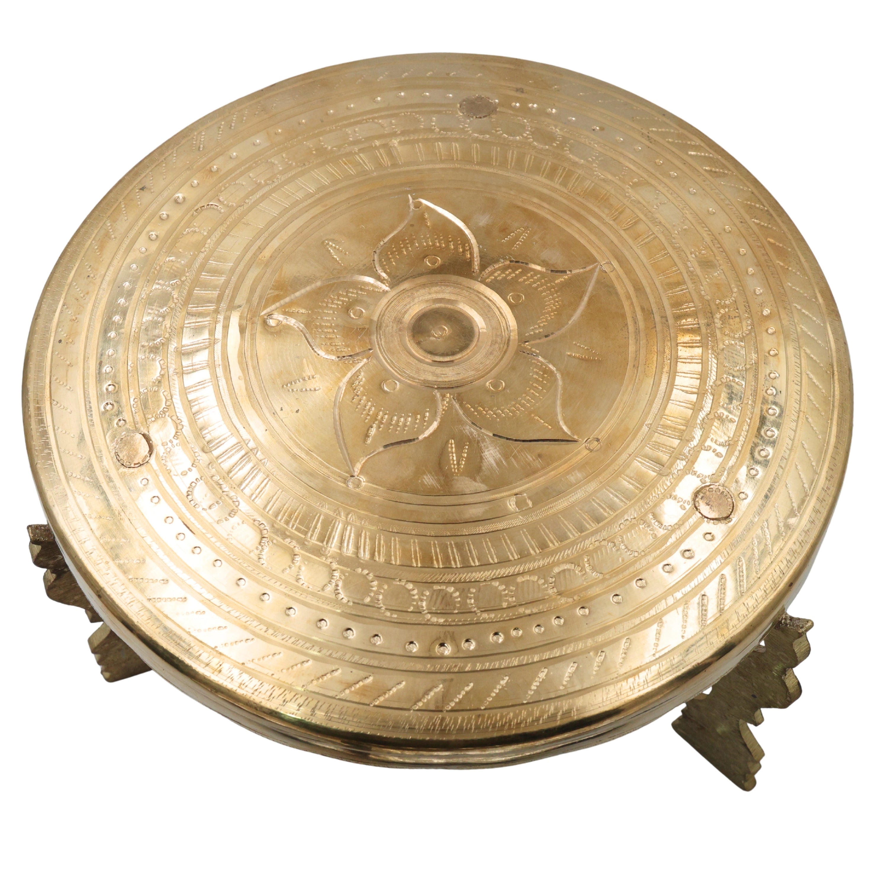 Brass Aasan Pooja Platform, Murti Stand, Dev Peeth, Vedika, Patla, Simhasan for Home Temple Mandir Decor, Gold, 5.5 Inch, 1 Piece