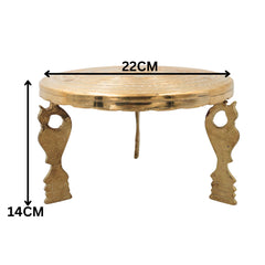 Brass Aasan Pooja Platform, Murti Stand, Dev Peeth, Vedika, Patla, Simhasan for Home Temple Mandir Decor, Gold, 5.5 Inch, 1 Piece