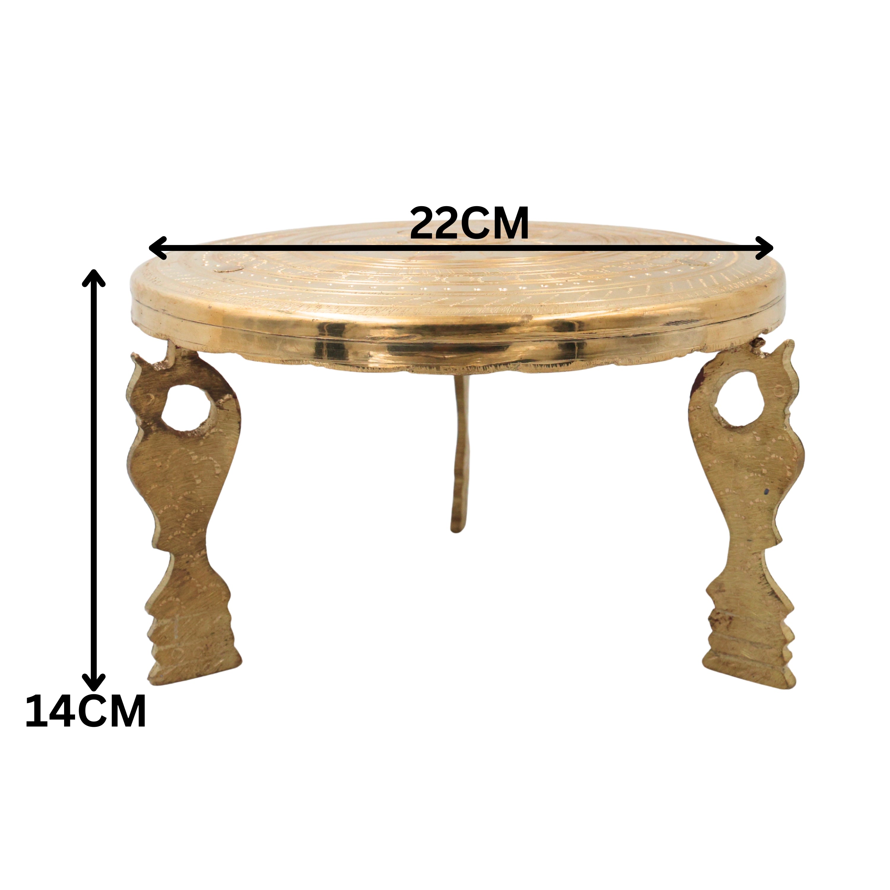 Brass Aasan Pooja Platform, Murti Stand, Dev Peeth, Vedika, Patla, Simhasan for Home Temple Mandir Decor, Gold, 5.5 Inch, 1 Piece