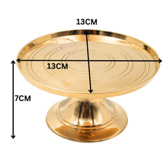 Brass Round Stand for Pooja, Peetal Chowki, Circular Murti Asana, Brass Peetham, Simhasanam Base, Idol Display Stand, Pooja Pedestal, Mandir Chowki, Round Brass Platform for God Idols Temple Decor, Gold, 3 Inch, 1 Piece