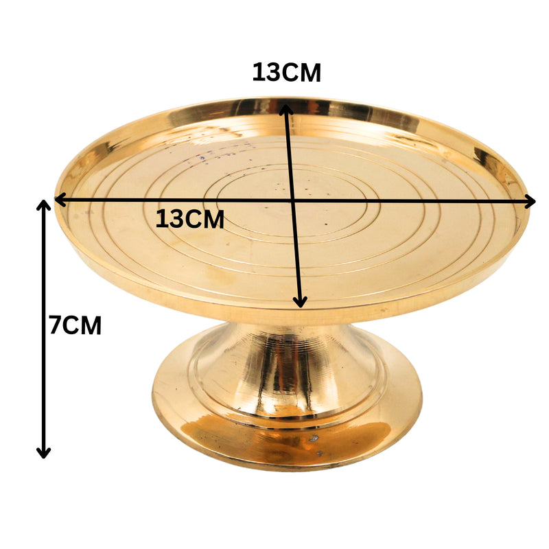 Brass Round Stand for Pooja, Peetal Chowki, Circular Murti Asana, Brass Peetham, Simhasanam Base, Idol Display Stand, Pooja Pedestal, Mandir Chowki, Round Brass Platform for God Idols Temple Decor, Gold, 3 Inch, 1 Piece