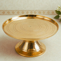 Brass Round Stand for Pooja Idol, Peetal Murti Asana, Circular Pooja Chowki, Brass Peetham Simhasanam, Mandir Pedestal Stand, Brass Gol Platform for God Statue, Diya Lamp Urli Display Base, Gold, 2.5 Inch, 1 Piece