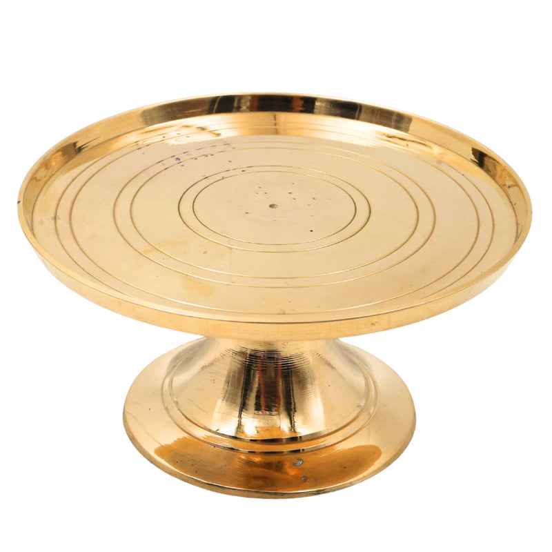 Brass Round Stand for Pooja, Peetal Chowki, Circular Murti Asana, Brass Peetham, Simhasanam Base, Idol Display Stand, Pooja Pedestal, Mandir Chowki, Round Brass Platform for God Idols Temple Decor, Gold, 3 Inch, 1 Piece