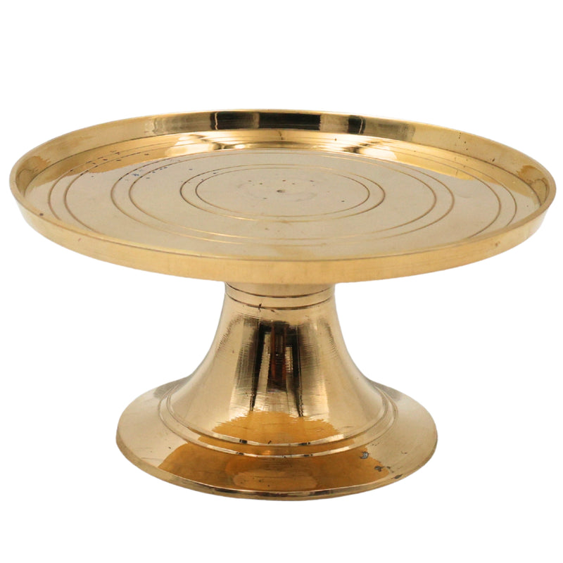 Brass Round Stand for Pooja Idol, Peetal Murti Asana, Circular Pooja Chowki, Brass Peetham Simhasanam, Mandir Pedestal Stand, Brass Gol Platform for God Statue, Diya Lamp Urli Display Base, Gold, 2.5 Inch, 1 Piece