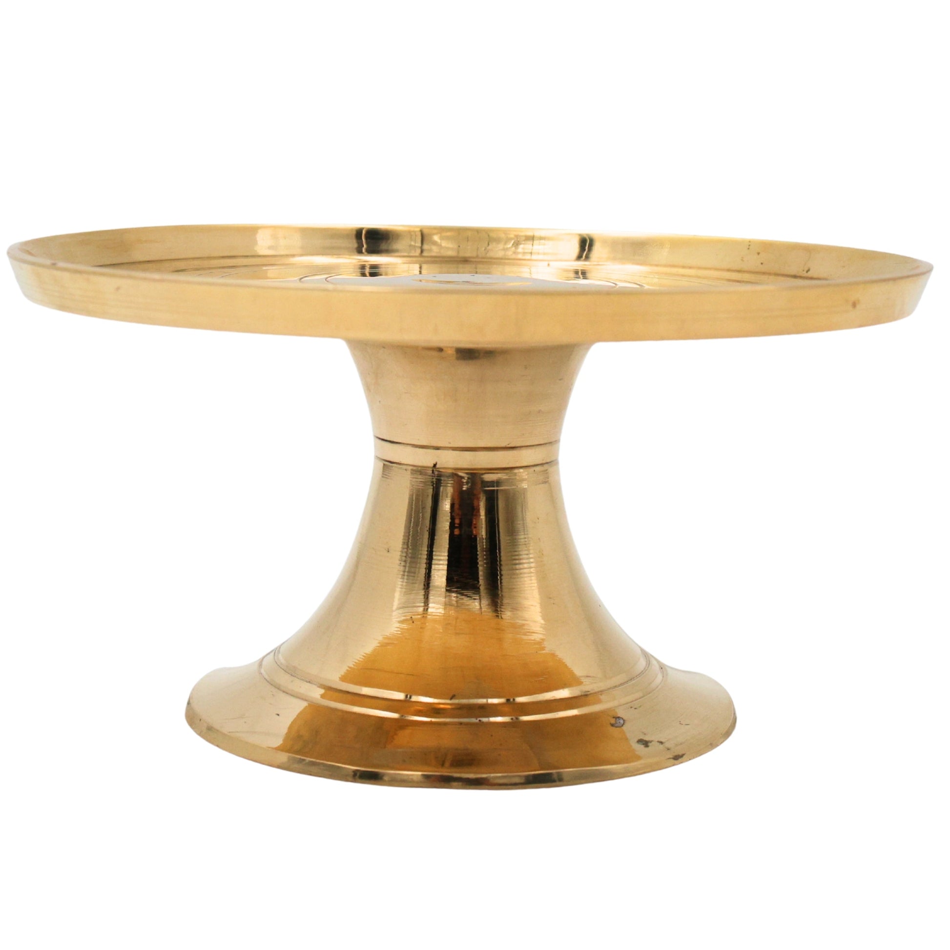 Brass Round Stand for Pooja Idol, Peetal Murti Asana, Circular Pooja Chowki, Brass Peetham Simhasanam, Mandir Pedestal Stand, Brass Gol Platform for God Statue, Diya Lamp Urli Display Base, Gold, 2.5 Inch, 1 Piece