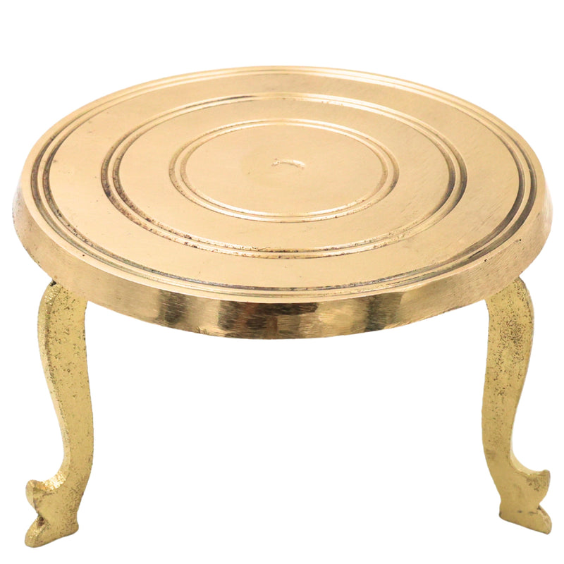 Brass Pooja Chowki, Peetal Peetham, Pittalai Aasan, Brass Bajot, Murti Chowki, Dev Peeth, Simhasanam, Pooja Platform, Brass Patla, Mandir Chowki for God Idol, Kalash & Havan Use (12x12 cm), Gold, 3 Inch, 1 Piece