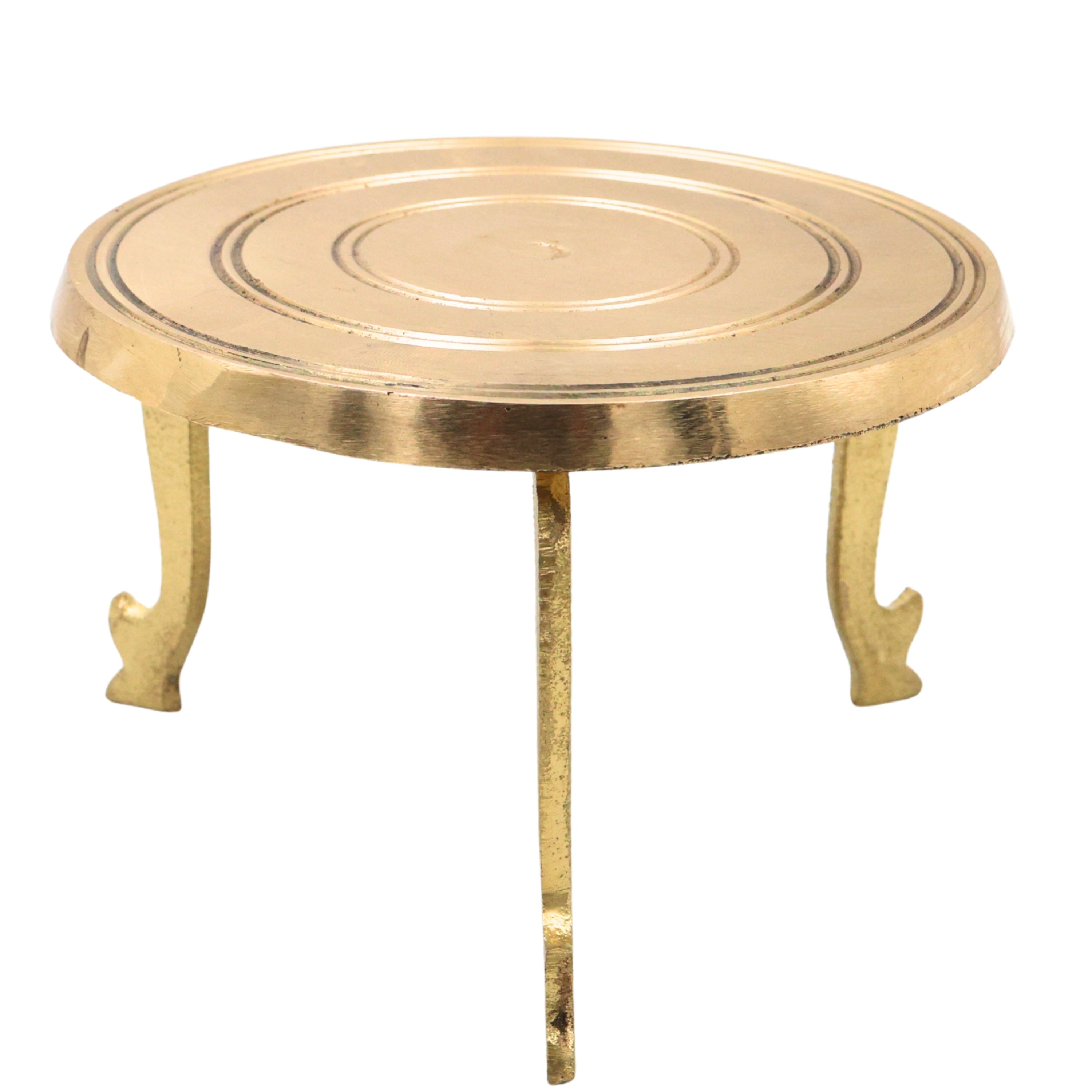 Brass Pooja Chowki, Peetal Peetham, Pittalai Aasan, Brass Bajot, Murti Chowki, Dev Peeth, Simhasanam, Pooja Platform, Brass Patla, Mandir Chowki for God Idol, Kalash & Havan Use (12x12 cm), Gold, 3 Inch, 1 Piece