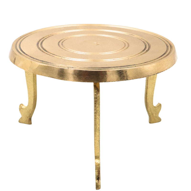 Brass Pooja Chowki, Peetal Peetham, Pittalai Aasan, Brass Bajot, Murti Chowki, Dev Peeth, Simhasanam, Pooja Platform, Brass Patla, Mandir Chowki for God Idol, Kalash & Havan Use (12x12 cm), Gold, 3 Inch, 1 Piece