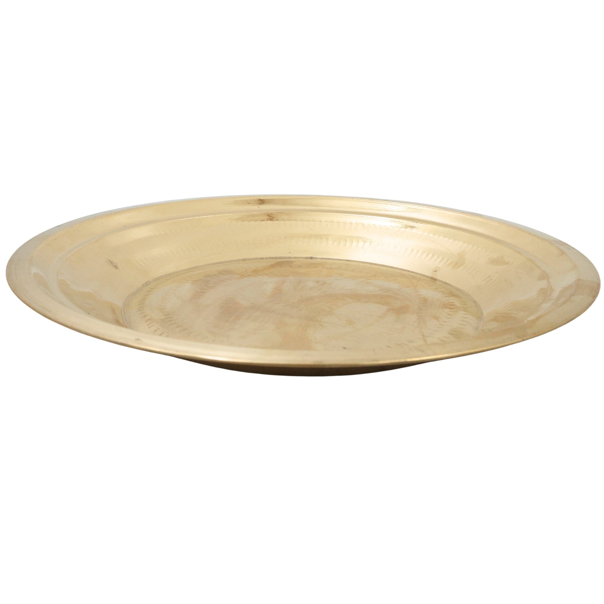 Brass Pooja Plate, Brass Pooja Thali, Peetal Aarti Thali, Hittale Pooja Taali, Brass Thambalam, Pooja Samagri Plate, Temple Pooja Thali for Home Mandir, Festival Aarti Ritual Plate, Gold, 13.5 Inch, 1 Piece