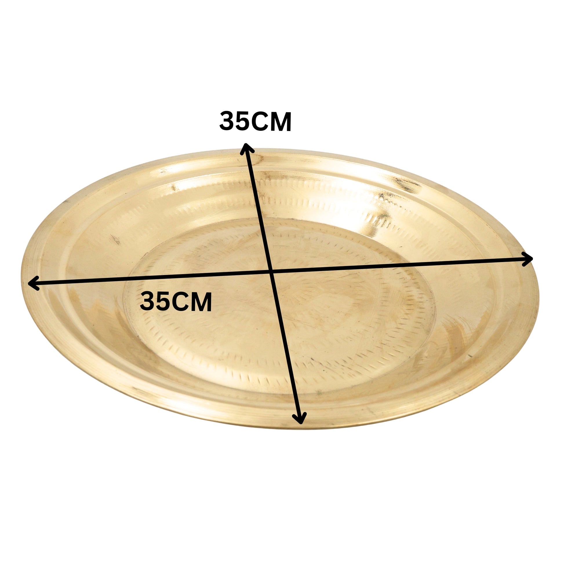 Brass Pooja Plate, Brass Pooja Thali, Peetal Aarti Thali, Hittale Pooja Taali, Brass Thambalam, Pooja Samagri Plate, Temple Pooja Thali for Home Mandir, Festival Aarti Ritual Plate, Gold, 13.5 Inch, 1 Piece
