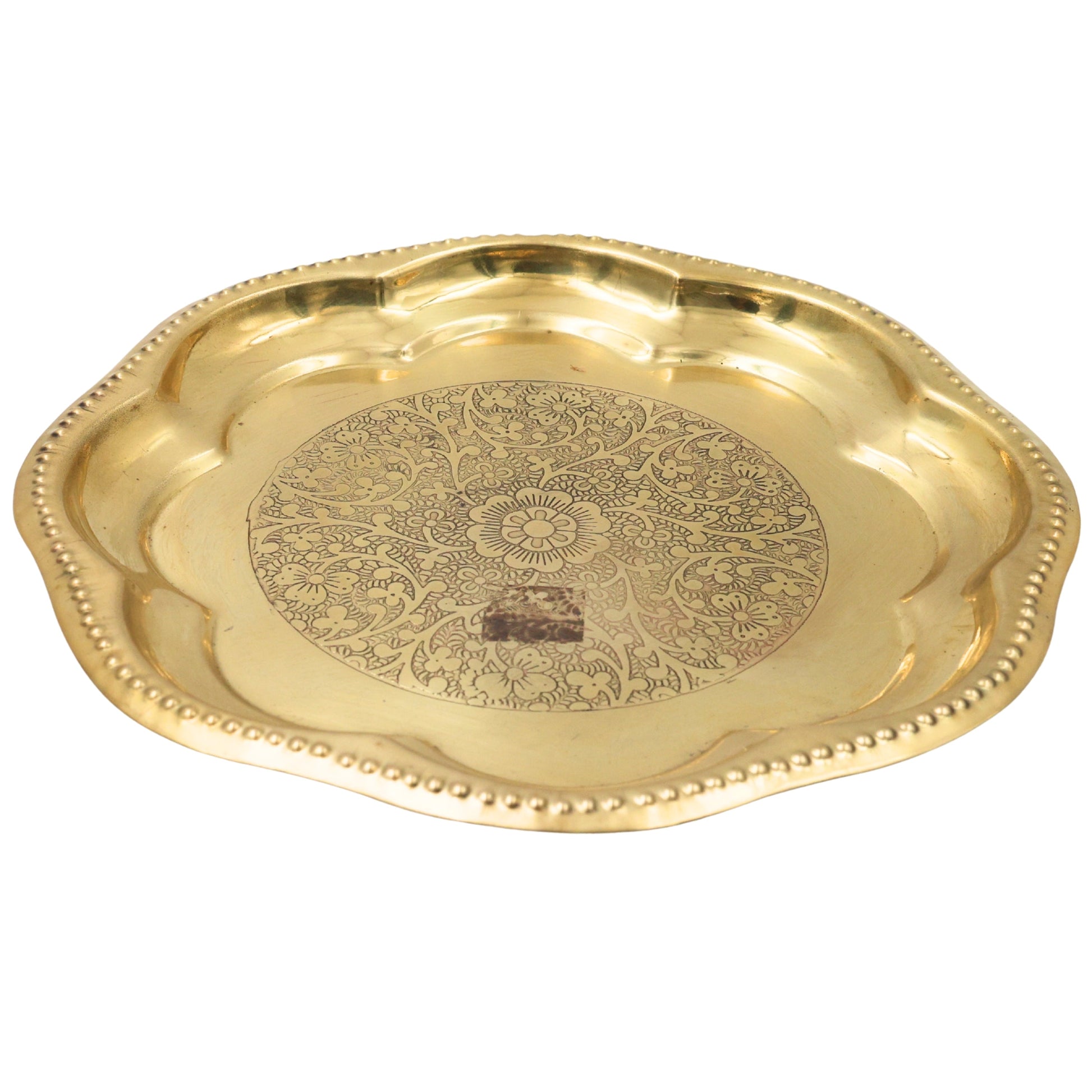 Brass Pooja Plate, Brass Pooja Thali, Peetal Aarti Thali, Hittale Pooja Taali, Traditional Pooja Samagri Plate, Temple Puja Thali, Devotional Aarti Plate, Mandir Pooja Tray for Home, Festival & Ritual Use, Gold, 7.5 Inch, 1 Piece