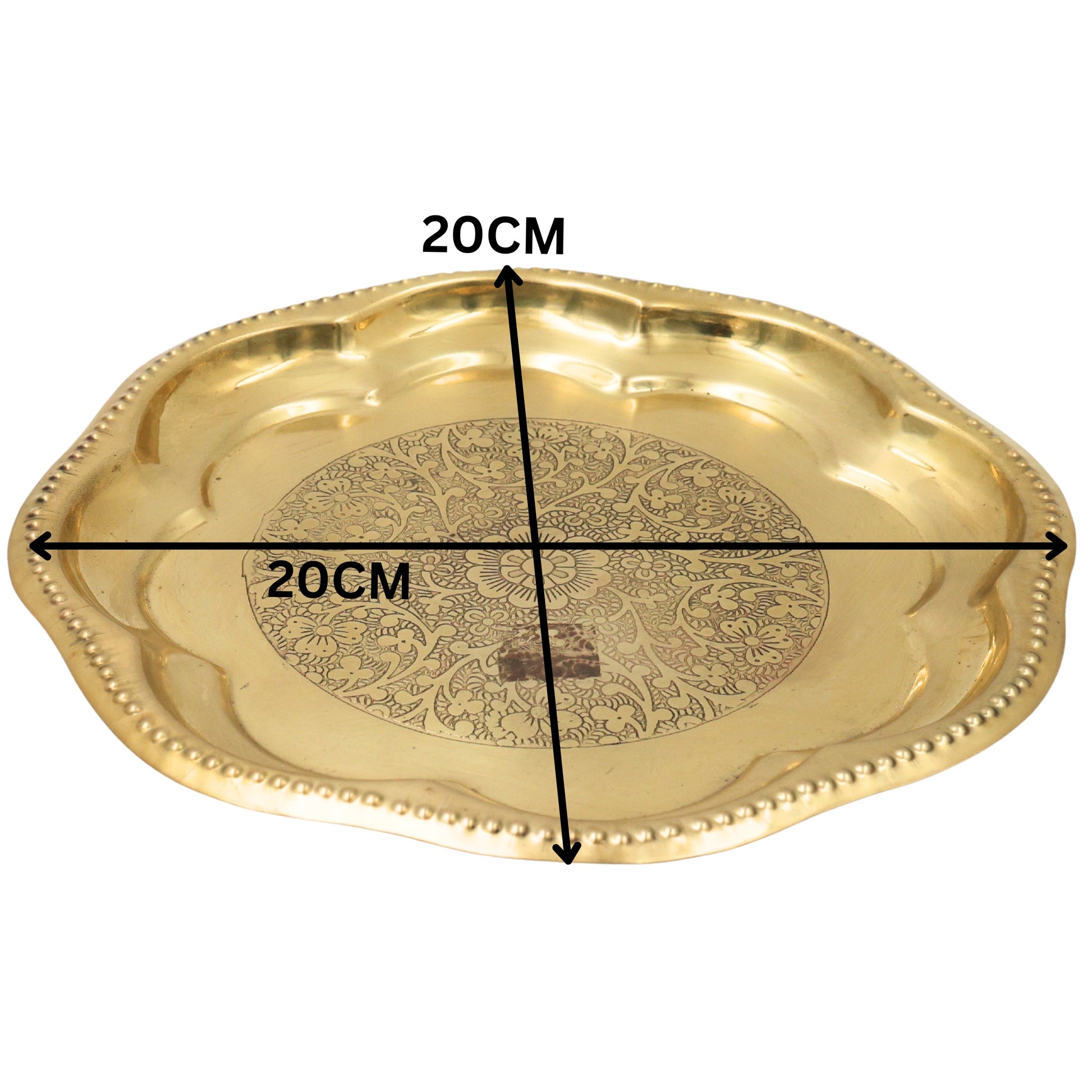 Brass Pooja Plate, Brass Pooja Thali, Peetal Aarti Thali, Hittale Pooja Taali, Traditional Pooja Samagri Plate, Temple Puja Thali, Devotional Aarti Plate, Mandir Pooja Tray for Home, Festival & Ritual Use, Gold, 7.5 Inch, 1 Piece